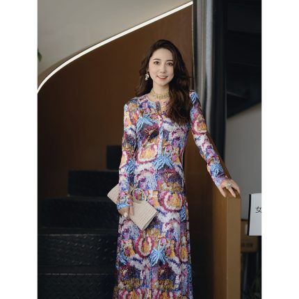 Designer's dreamy coral dress with cross floral light luxury runway